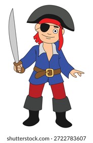 Menino bonito segurando a espada de sorrir