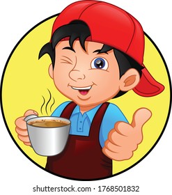 chico lindo con café caliente