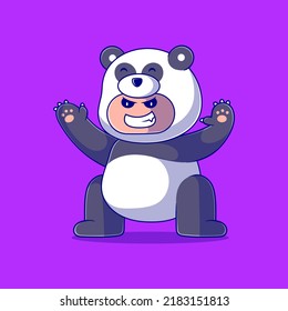 cute boy illustration in panda costume suitable for mascot sticker and t-shirt design