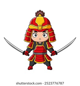 Cute boy japanese samurai warrior cartoon