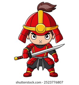 Cute boy japanese samurai warrior cartoon