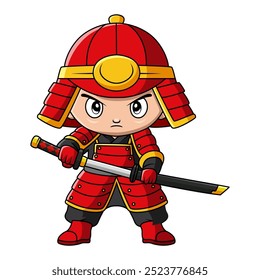 Cute boy japanese samurai warrior cartoon