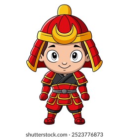 Cute boy japanese samurai warrior cartoon