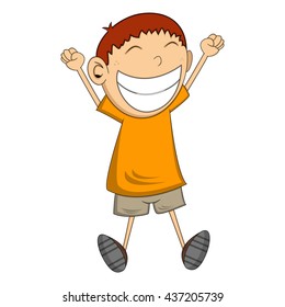 Cute boy jump cartoon vector