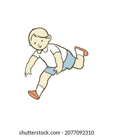 Cute boy is jumping, running.  Isolated vector illustration on white background.