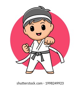 Dibujo de dibujos animados de Cute boy karate