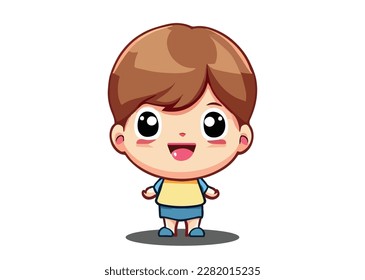 Cute Boy Kid cartoon character vector art drawing back to school design 