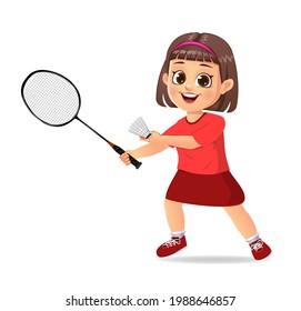 Cute Boy Kid Playing Badminton