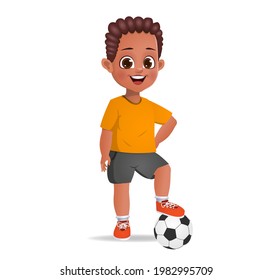 cute boy kid playing soccer