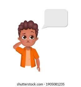 cute boy kid thinking with speech bubble