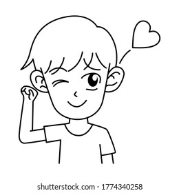 Cute boy in love. Cartoon character vector design