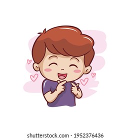 Cute boy with love finger signs