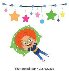 niño lindo tumbado bajo el sueño