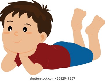 Lindo niño acostado relajante – Ilustración vectorial de dibujos animados