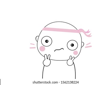 cute boy make acting  "Keep fighting" asian kawaii  style  cartoon vector eps.10