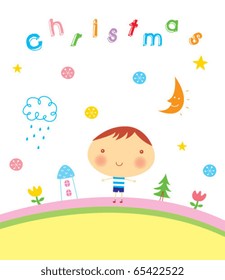 cute boy merry christmas