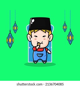 Cute Boy Muslim Cartoon Character