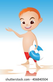 cute boy on the beach