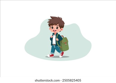 Cute boy on his way to school