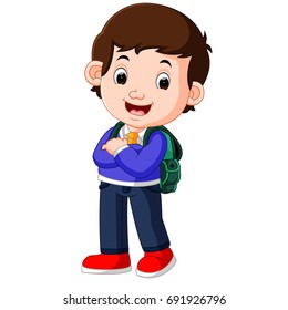 Cute boy on his way to school