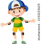 Cute boy on inline skates illustration