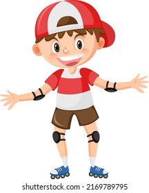 Cute boy on inline skates illustration