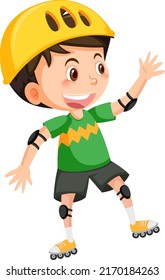Cute boy on inline skates illustration