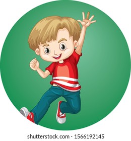 Cute boy on round background illustration