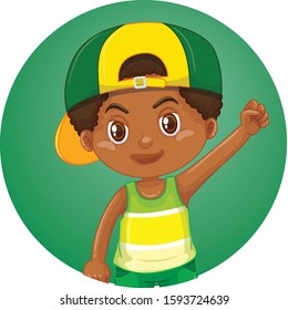 Cute boy on round background illustration