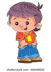 Cute boy on white background. vector