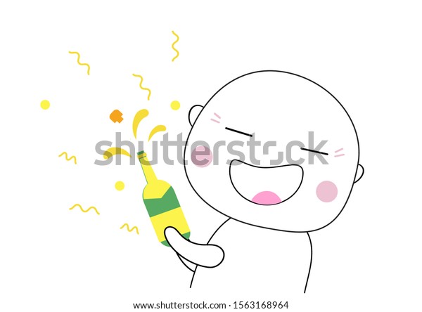 Cute Boy Open Champagne Bottle Cartoon Stock Vector Royalty Free 1563168964