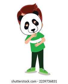 cute boy in panda mask