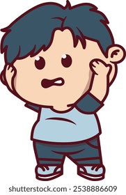 Cute Boy Panic with Hands on His Head Illustration