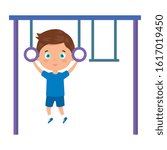 cute boy in park games on white background vector illustration design