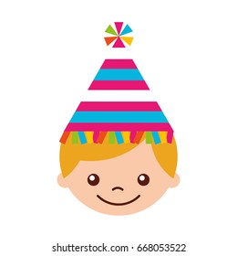 cute boy with party hat character