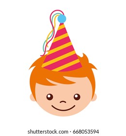 cute boy with party hat character