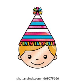 cute boy with party hat character