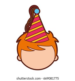 cute boy with party hat character