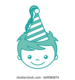 cute boy with party hat character