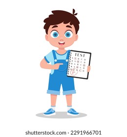 Cute boy passed the test with excellent marks