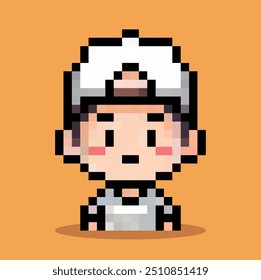 cute boy in pixel art vector