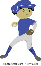 cute boy playing baseball, pitcher