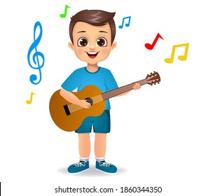 cute boy playing gritter vector