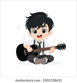 Lindo chico tocando la Ilustración vectorial