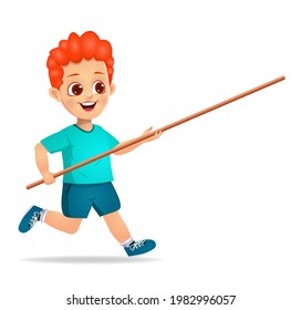 Cute Boy Playing Pole Stock Vector (Royalty Free) 1982996057 | Shutterstock