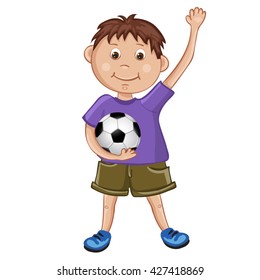 Cute boy playing soccer