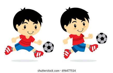 Cute Boy Playing Soccer