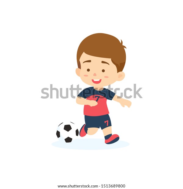 サッカーをしているかわいい男の子 子どものスポーツベクターイラスト のベクター画像素材 ロイヤリティフリー