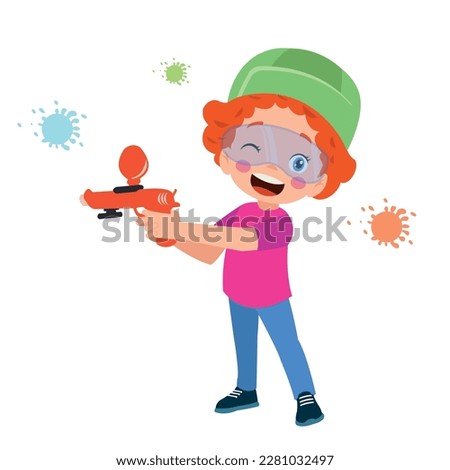 cute boy playing with toy gun