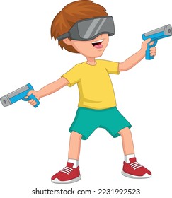 chico lindo jugando un juego de realidad virtual